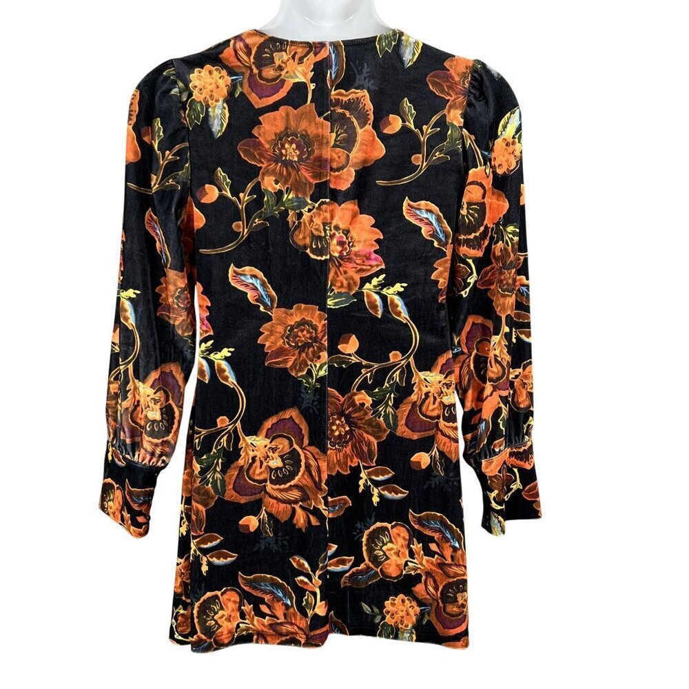Nwt Cider Dress Xl Black Velvet Orange Floral Babydoll Long Sleeve Whimsigoth — image 2 of 8